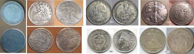 USA 1$ One Dollar Münze 1795, 1796, 1851, 1865, 1872, 1879. Nachdruck, je 27 g 43 mm