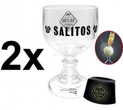 Salitos Salrita Cocktail 2er Set - 2x Cocktailglas + 2x Flaschenhalter
