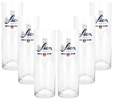 Sion Kölsch Stange Bierglas Glas Gläser Set - 6x Kölschstangen 0,25l geeicht