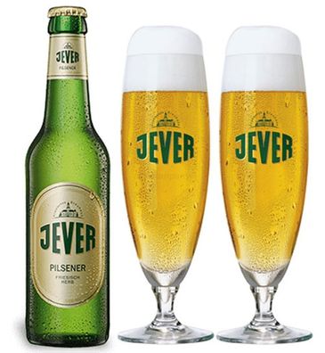 Jever Pilsener Bier 0,33l (4,9% Vol) + 2x Gläser Pokalgläser -[Enthält Sulfite