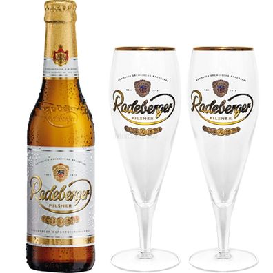 Radeberger Premium Pils Bier 0,33l (4,8% Vol) + 2x Gläser Pokalgläser -[Enthält