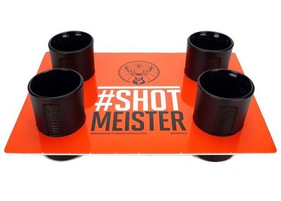 Jägermeister Shotglas Set schwarz - 4x Shotgläser + Halter Be The Meister