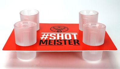 Jägermeister Shotglas Set Weiß - 4x Shotgläser + Halter