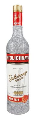 Stolichnaya Vodka 0,7l 700ml (40% Vol) - Bling Bling Glitzerflasche in silber -