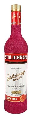 Stolichnaya Vodka 0,7l 700ml (40% Vol) - Bling Bling Glitzerflasche in hot pink