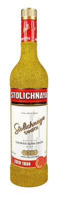 Stolichnaya Vodka 0,7l 700ml (40% Vol) - Bling Bling Glitzerflasche in gold -[E