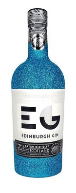 Edinburgh Gin 0,7l 700ml (43% Vol) Bling Bling Glitzerflasche in blau -[Enthält