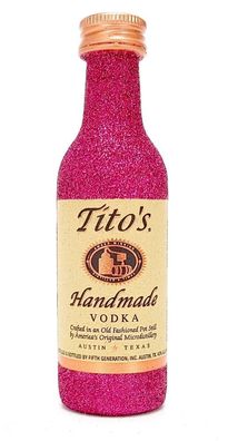Titos Handmade Vodka Mini 50ml (40% Vol) - Bling Bling Glitzer Glitzerflasche F