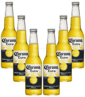 Corona Extra Mexikanisches Bier inkl. Pfand - 6x 355ml (4,5% Vol) -[Enthält Sul