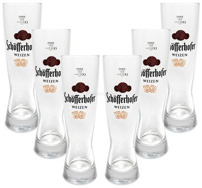 Schöfferhofer Weizen Bierglas Glas Gläser-Set - 6x Biergläser 0,5l geeicht