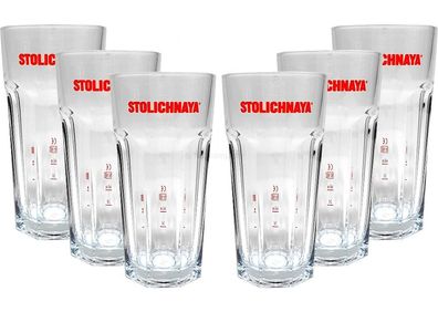 Stolichnaya Glas Gläser-Set - 6x Longdrink Gläser 2/4cl geeicht