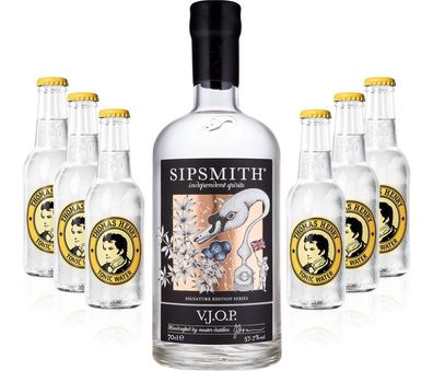 Gin Tonic Set - Sipsmith V.J.O.P. Gin 0,7l 700ml (57,5% Vol) + 6x Thomas Henry