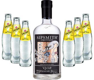 Gin Tonic Set - Sipsmith V.J.O.P. Gin 0,7l 700ml (57,5% Vol) + 6x Schweppes Ton