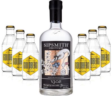 Gin Tonic Set - Sipsmith V.J.O.P. Gin 0,7l 700ml (57,5% Vol) + 6x Goldberg Toni