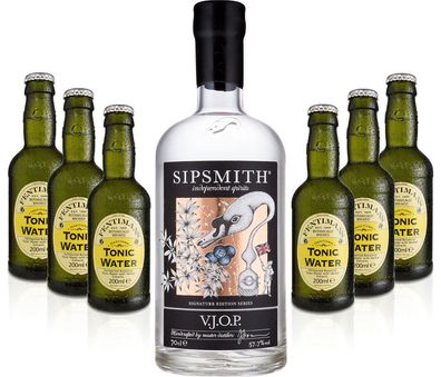 Gin Tonic Set - Sipsmith V.J.O.P. Gin 0,7l 700ml (57,5% Vol) + 6x Fentimans Ton