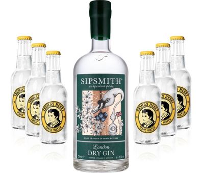 Gin Tonic Set - Sipsmith London Dry Gin 0,7l 700ml (41,6% Vol) + 6x Thomas Henr