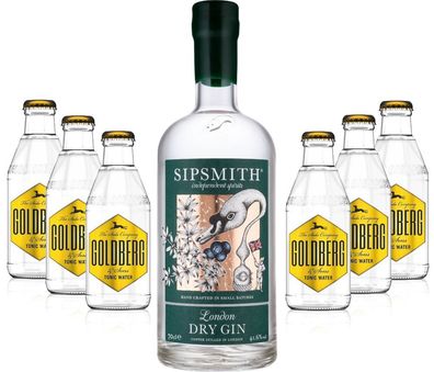 Gin Tonic Set - Sipsmith London Dry Gin 0,7l 700ml (41,6% Vol) + 6x Goldberg To