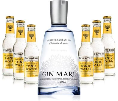 Gin Tonic Set - Gin Mare 0,5l (42,7% Vol) + 6x Fever Tree Tonic Water 200ml ink