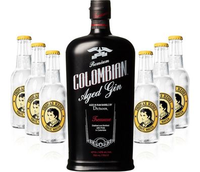 Gin Tonic Set - Dictador Colombian Aged Gin Black 0,7l 700ml (43% Vol) + 6x Tho