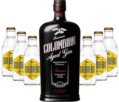 Gin Tonic Set - Dictador Colombian Aged Gin Black 0,7l 700ml (43% Vol) + 6x Gol