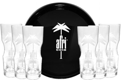 Afri-Cola Set - 6x Gläser 0,2L + Tablett 37,5cm