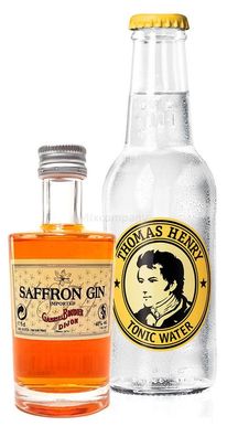 Gin Tonic Probierset - Saffron Gin 50ml (40% Vol) + Thomas Henry Tonic Water 20