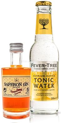 Gin Tonic Probierset - Saffron Gin 50ml (40% Vol) + Fever-Tree Tonic Water 200m