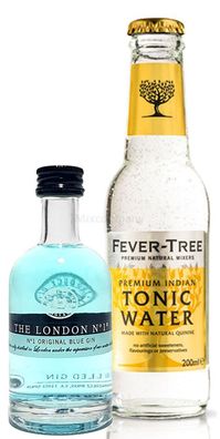 Gin Tonic Probierset - The London N1 Blue Gin 50ml (47% Vol) + Fever-Tree Tonic