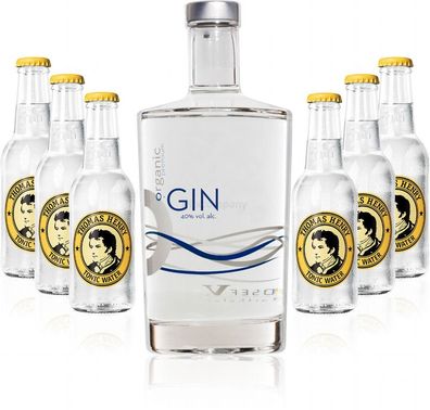 Gin Tonic Set - Organic Gin 0,7l 700ml (40% Vol) + 6x Thomas Henry Tonic Water