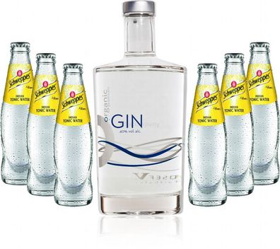 Gin Tonic Set - Organic Gin 0,7l 700ml (40% Vol) + 6x Schweppes Tonic Water 200