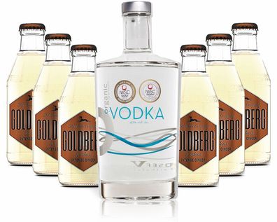 Moscow Mule Set - Organic Vodka 0,7l 700ml (40% Vol) + 6x Goldberg Intense Ging