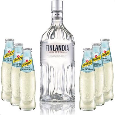 Vodka Lemon Set - Finlandia Vodka 1L (40% Vol) + 6x Schweppes Bitter Lemon 200m