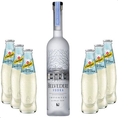 Vodka Lemon Set - Belvedere Vodka 0,7l 700ml (40% Vol) + 6x Schweppes Bitter Le