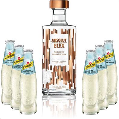 Vodka Lemon Set - Absolut Elyx Vodka 0,7l 700ml (42,3% Vol) + 6x Schweppes Bitt