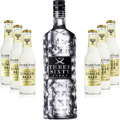 Moscow Mule Set - Three Sixty Vodka 0,7l 700ml (37,5% Vol) + 6x Fever Tree Ging