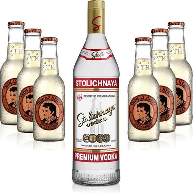 Moscow Mule Set - Stolichnaya Vodka 1L (40% Vol) + 6x Thomas Henry Spicy Ginger