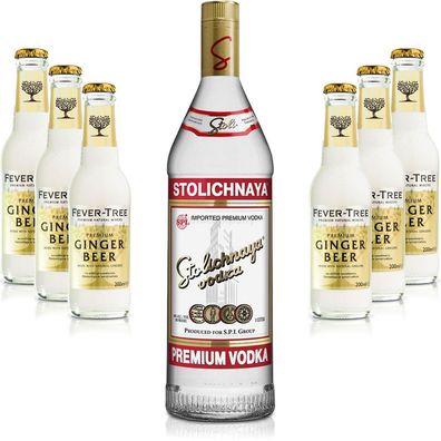 Moscow Mule Set - Stolichnaya Vodka 1L (40% Vol) + 6x Fever Tree Ginger Beer 20