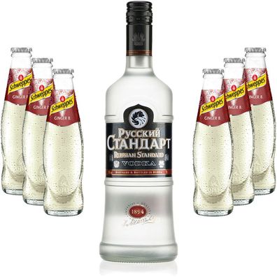 Moscow Mule Set - Russian Standard Vodka 0,7l 700ml (40% Vol) + 6x Schweppes Gi