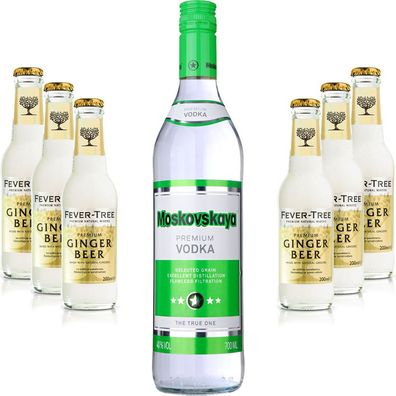 Moscow Mule Set - Moskovskaya Vodka 0,5l (40% Vol) + 6x Fever Tree Ginger Beer