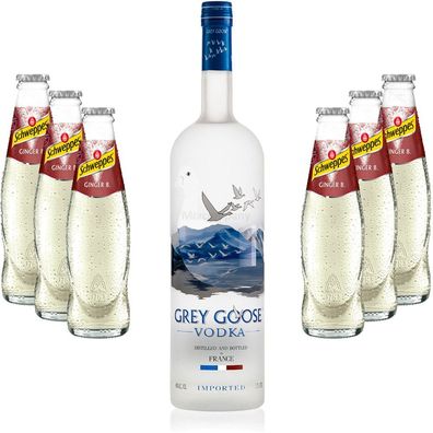 Moscow Mule Set - Grey Goose Vodka 0,7l 700ml (40% Vol) + 6x Schweppes Ginger B