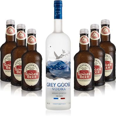 Moscow Mule Set - Grey Goose Vodka 0,7l 700ml (40% Vol) + 6x Fentimans Traditio