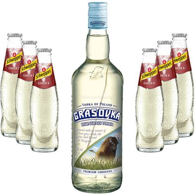 Moscow Mule Set - Grasovka Vodka 1L (40% Vol) + 6x Schweppes Ginger Beer 200ml