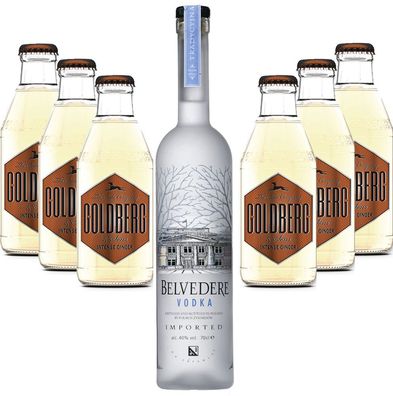 Moscow Mule Set - Belvedere Vodka 0,7l 700ml (40% Vol) + 6x Goldberg Intense Gi