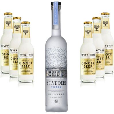 Moscow Mule Set - Belvedere Vodka 0,7l 700ml (40% Vol) + 6x Fever Tree Ginger B