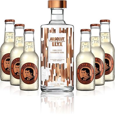 Moscow Mule Set - Absolut Elyx Vodka 0,7l 700ml (42,3% Vol) + 6x Thomas Henry S