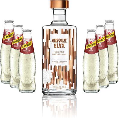 Moscow Mule Set - Absolut Elyx Vodka 0,7l 700ml (42,3% Vol) + 6x Schweppes Ging