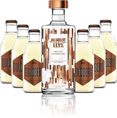 Moscow Mule Set - Absolut Elyx Vodka 0,7l 700ml (42,3% Vol) + 6x Goldberg Inten