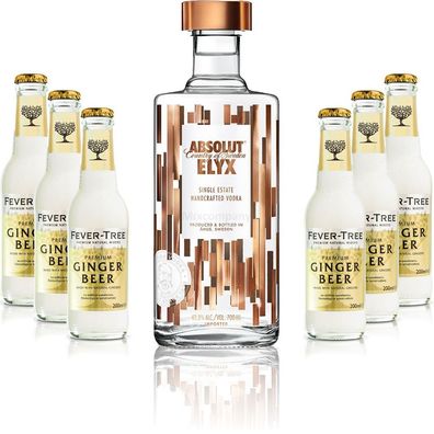 Moscow Mule Set - Absolut Elyx Vodka 0,7l 700ml (42,3% Vol) + 6x Fever Tree Gin