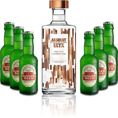 Moscow Mule Set - Absolut Elyx Vodka 0,7l 700ml (42,3% Vol) + 6x Fentimans Ging