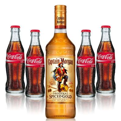 Cuba Libre Set - Captain Morgan Spiced Gold Rum 0,7l 700ml (35% Vol) + 4x Coca